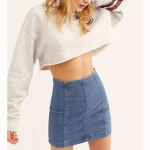 Free People denim mini zip up size 26 skirt